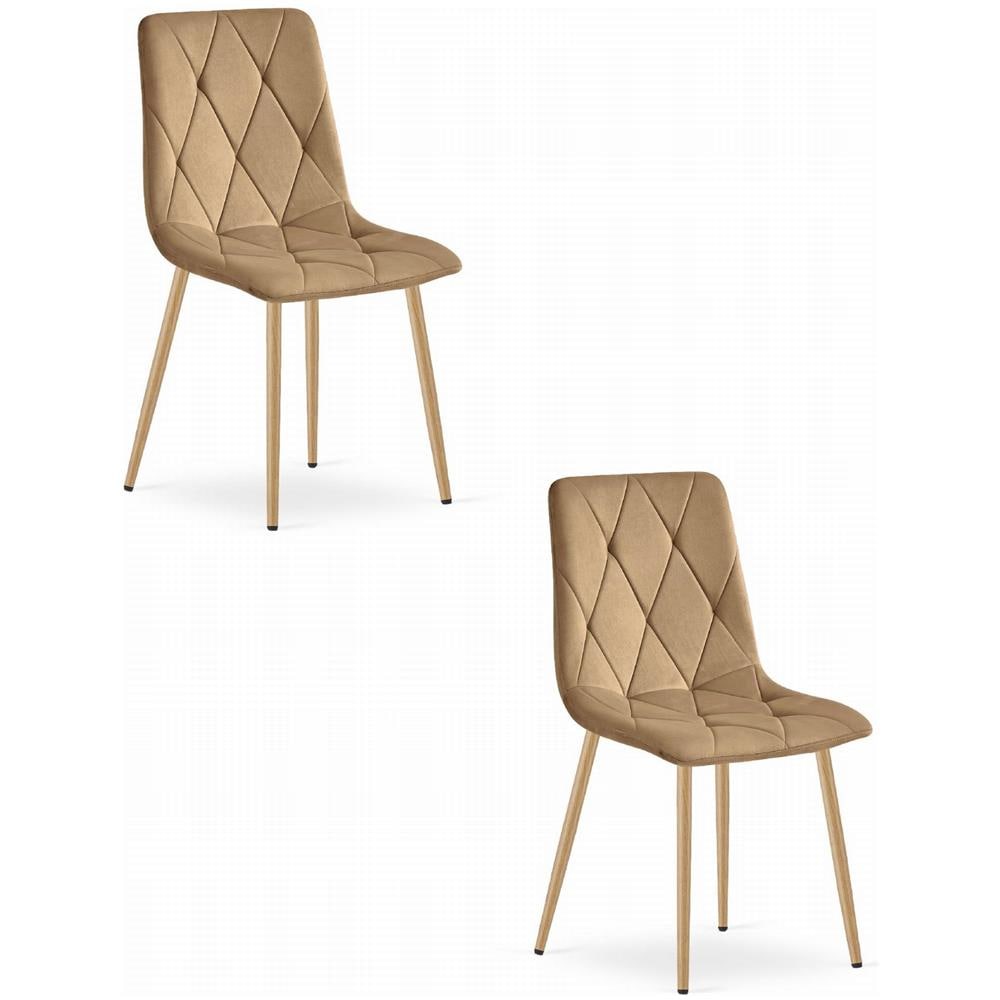 Sedia TYRA in velluto marrone con gambe in legno x2 - Foto 1