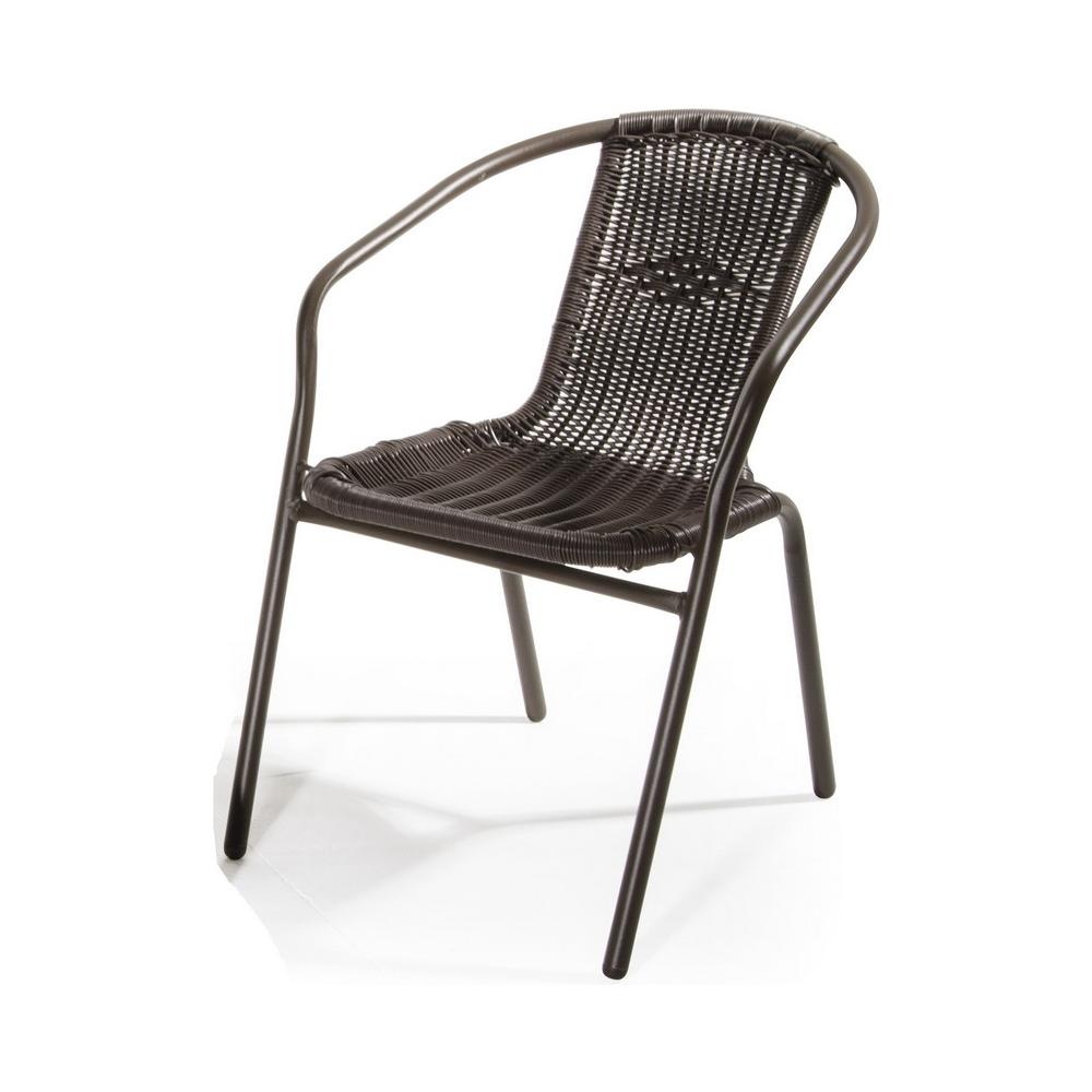 Sedia Impilabile Ios, Tubo Metallo E Polyrattan, 53.5x60.5x74 Cm - Foto 2