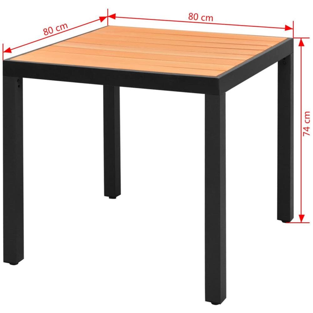 Tavolo Da Pranzo Per Giardino Wpc Alluminio 80x80x74 Cm Marrone - Foto 3
