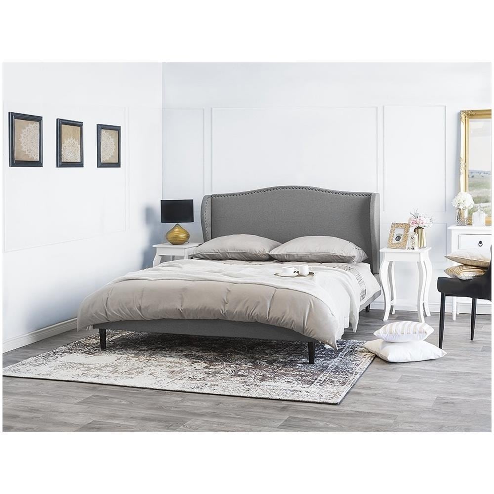Letto Matrimoniale In Tessuto Grigio 180x200cm - Colmar - Foto 2