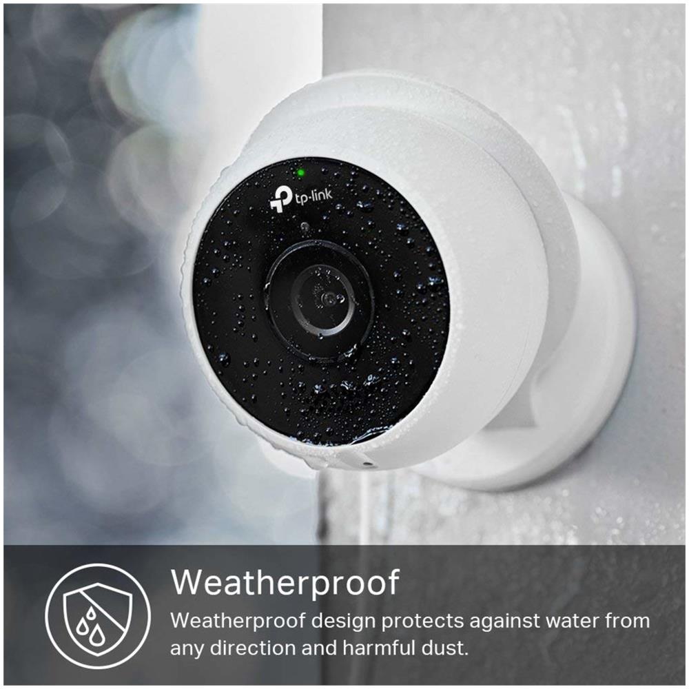 TP-Link Outdoor Telecamera di Sorveglianza WiFi KC200 Impermeabile IP65, Sirena incorporata, 1080P, Visione Notturna, Audio Bidirezionale, Free Cloud Storage, Compatibile con Alexa e Google Home