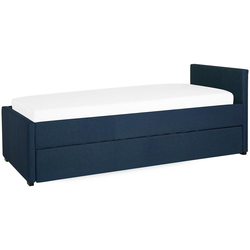 Letto Singolo Con Letto Estraibile In Tessuto Blu 90x200 Cm Marmande - Foto 1