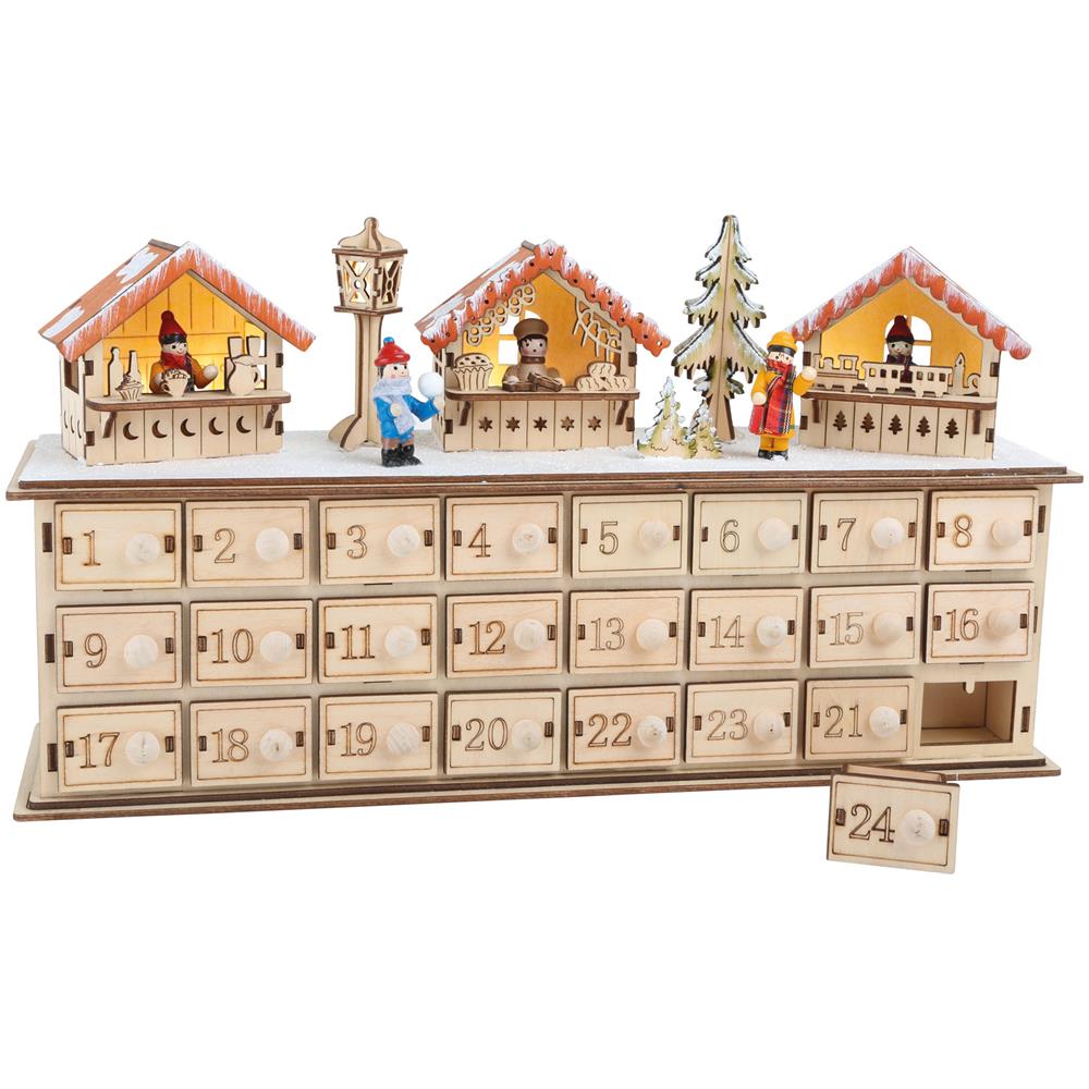 Calendario Dell'avvento In Legno «mercatino Di Natale» - Foto 1