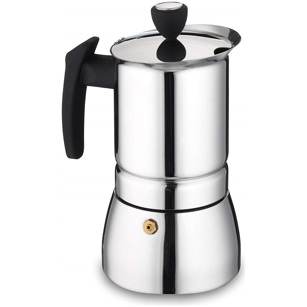By Grunwerg Caffettiera Moka In Acciaio Inox Da 9 Tazze, Acciaio Inossidabile, Silver, 9 Cup - Foto 2