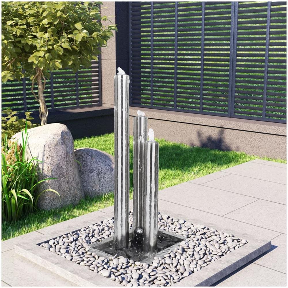 Fontana Da Giardino Argento 48x34x88 Cm In Acciaio Inox - Foto 1