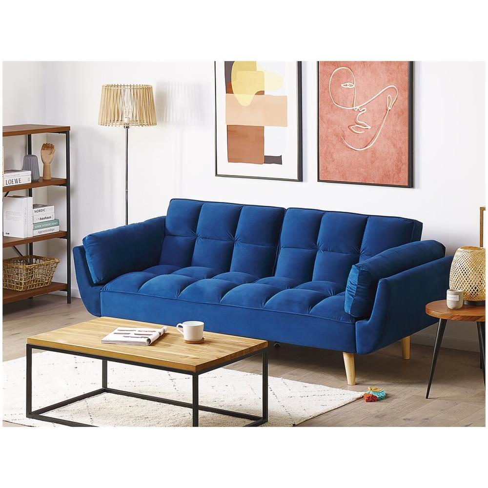 Divano Letto In Velluto Blu Scuro Asby - Foto 2