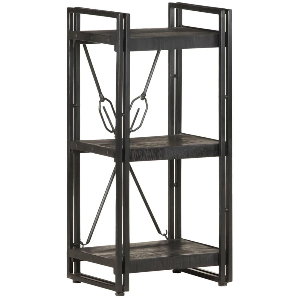 Libreria A 3 Ripiani 40x30x80cm Nero In Legno Massello Di Mango - Foto 1