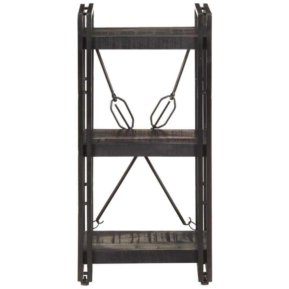 Libreria A 3 Ripiani 40x30x80cm Nero In Legno Massello Di Mango - Foto 2