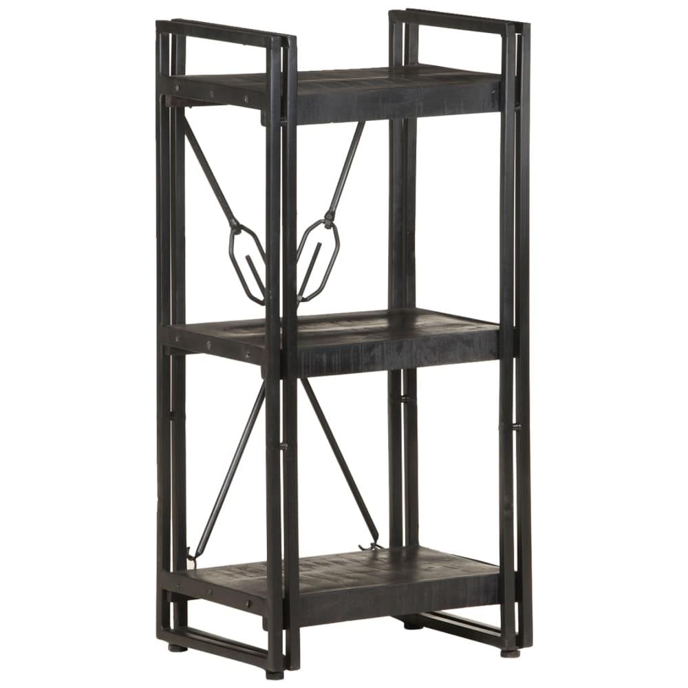 Libreria A 3 Ripiani 40x30x80cm Nero In Legno Massello Di Mango - Foto 8
