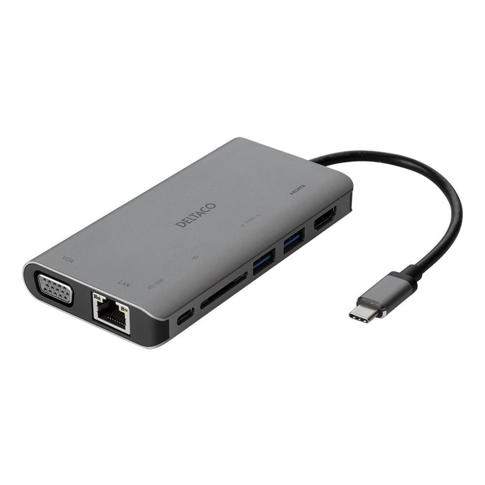 Docking Station Usb-c Deltaco Hdmi / Vga / 2xusb-a Pd 3.0 Spc Grigio - Foto 1