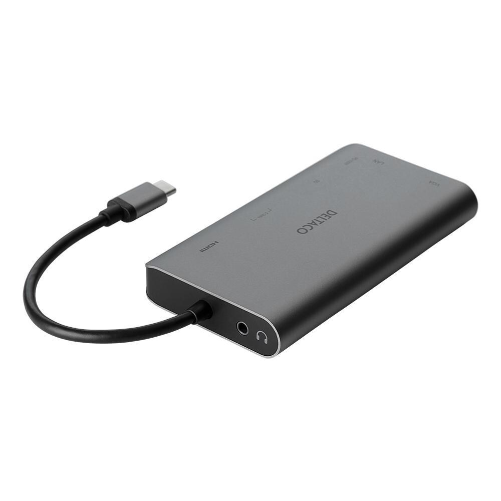 Docking Station Usb-c Deltaco Hdmi / Vga / 2xusb-a Pd 3.0 Spc Grigio - Foto 3