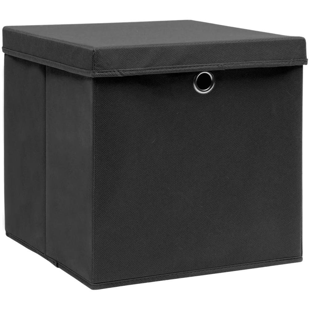 Contenitori con Coperchi 4 pz 28x28x28 cm Nero - Foto 2