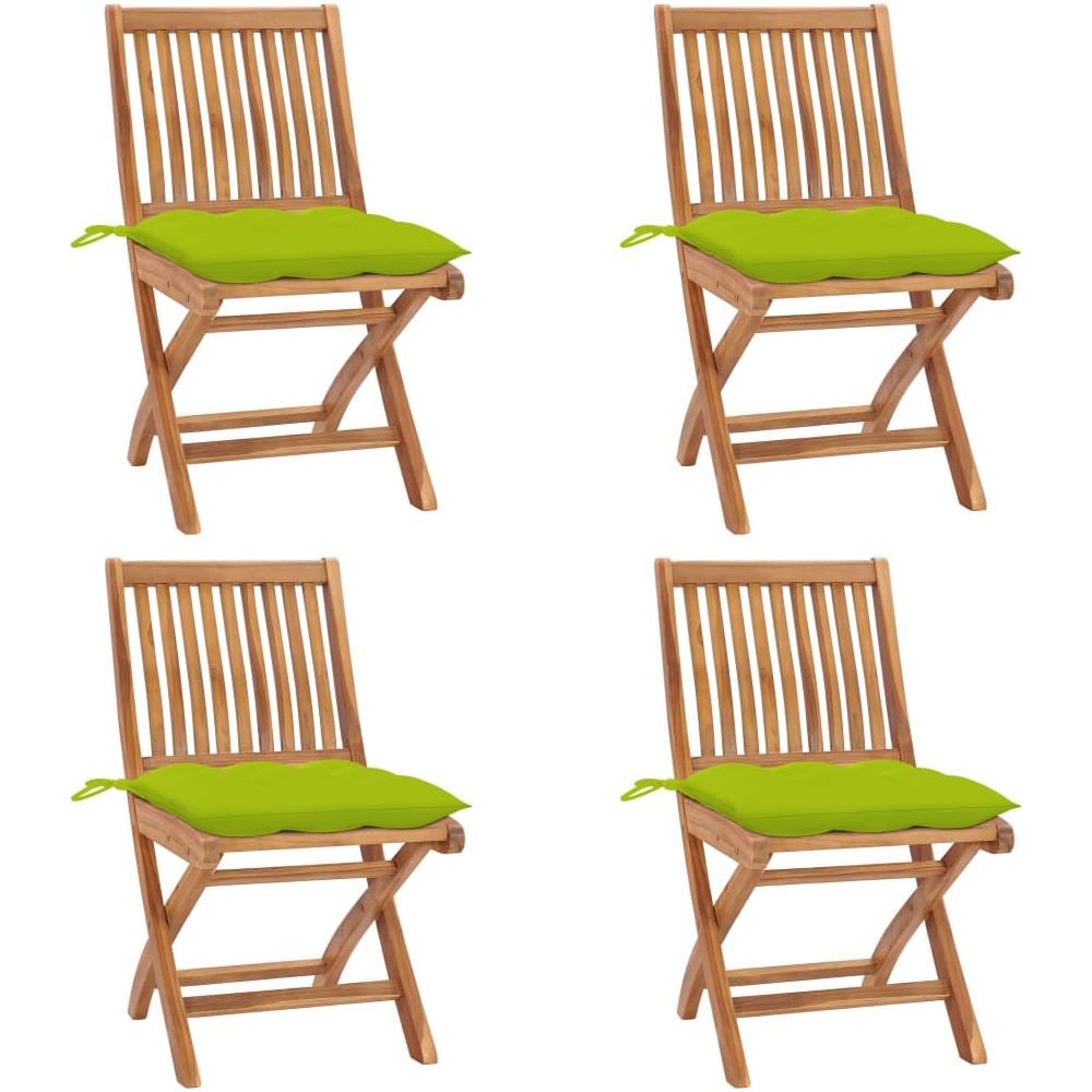Sedie da Giardino Pieghevoli con Cuscini 4 pz Massello di Teak - Foto 1
