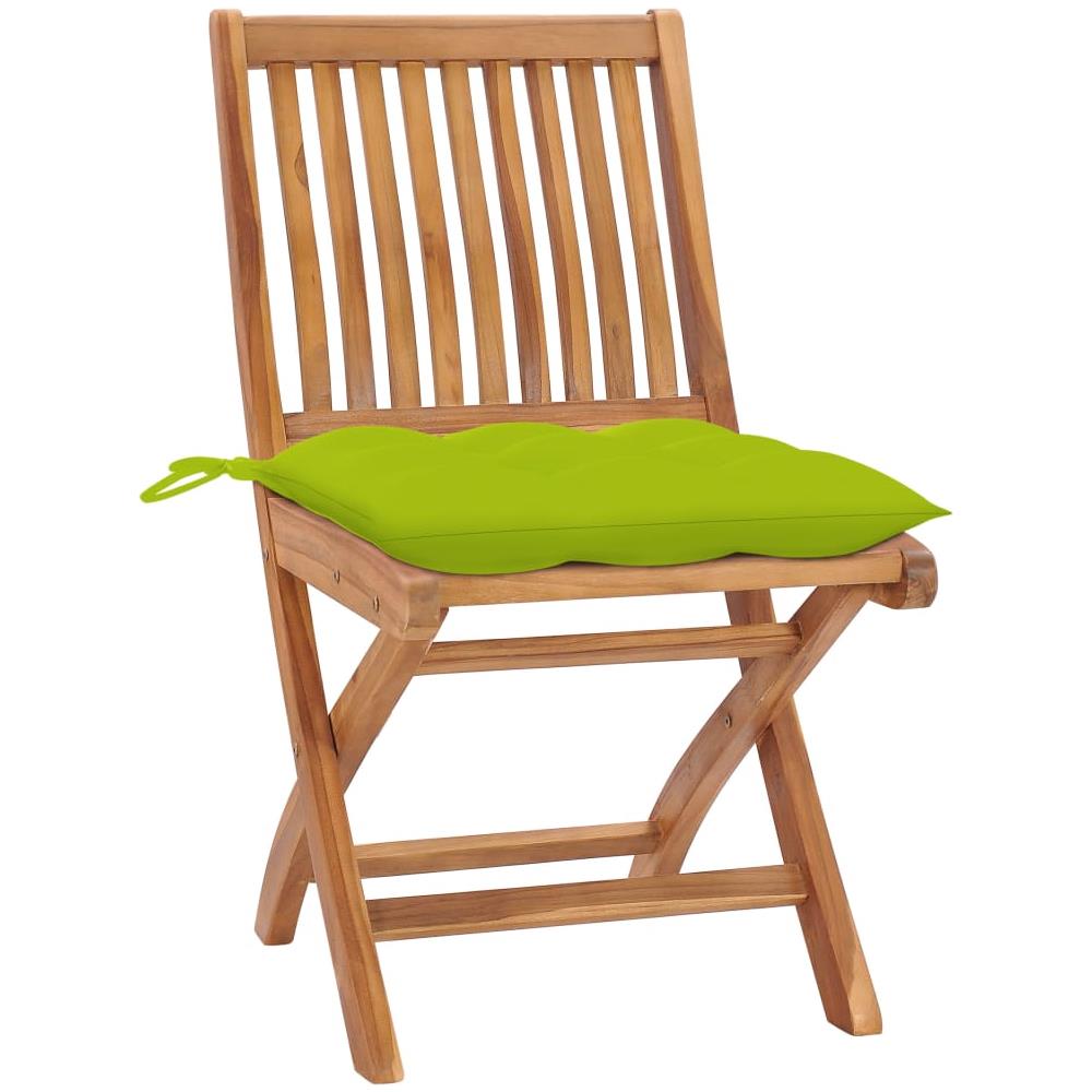 Sedie da Giardino Pieghevoli con Cuscini 4 pz Massello di Teak - Foto 2
