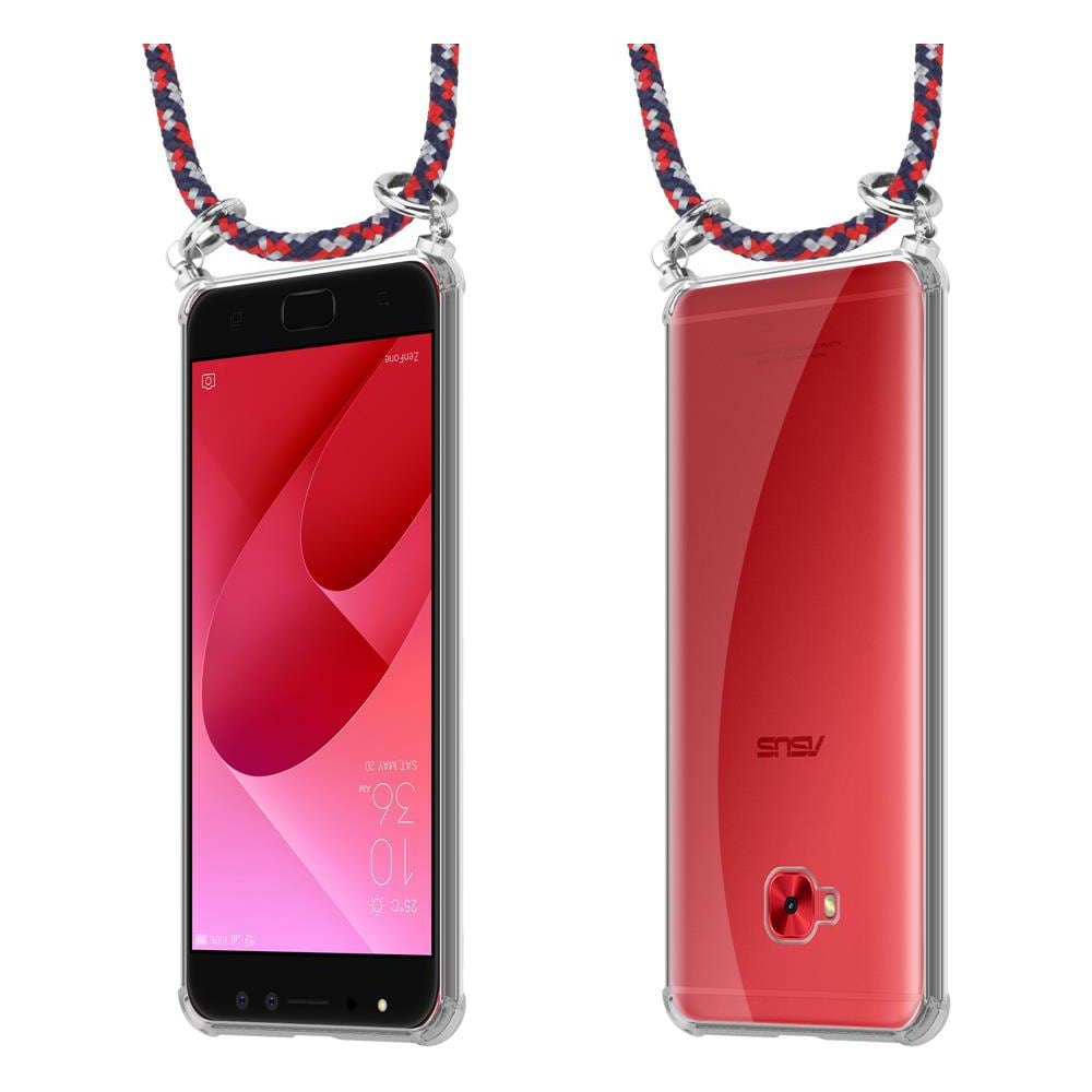 Catena Di Telefoni Cellulari Compatibile Con Asus Zenfone 4 Selfie Pro In Rosso Blu Bianco - Coperchio Protettivo In Silicone Con Anelli D'argento, Cinturino In Corda E Custodia Staccabile - Foto 8