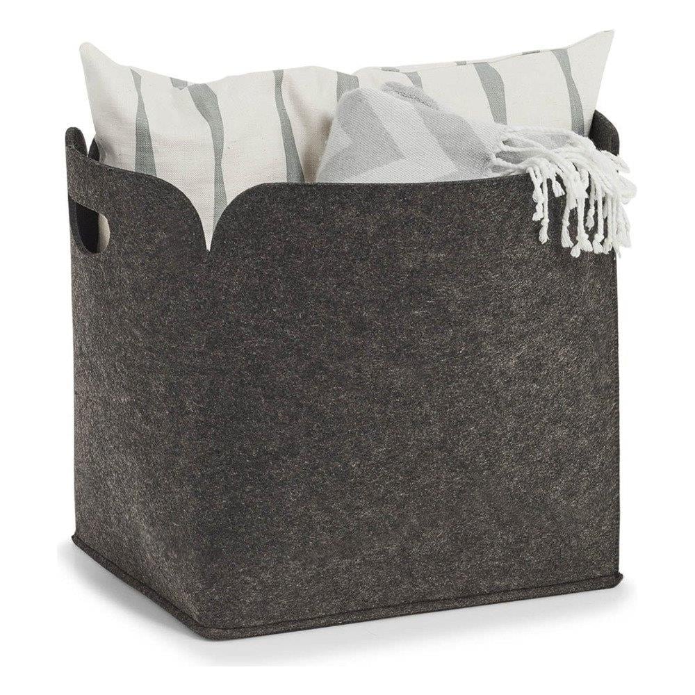 Contenitore In Feltro, Cestino, Colore Grigio, 36x28x36 Cm, - Foto 2