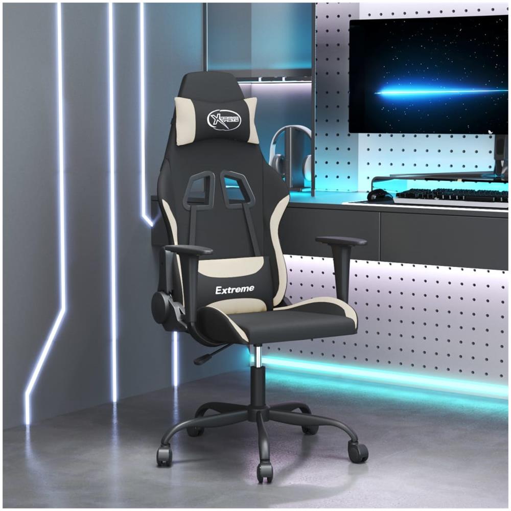Sedia Da Gaming Nero E Crema In Tessuto - Foto 1