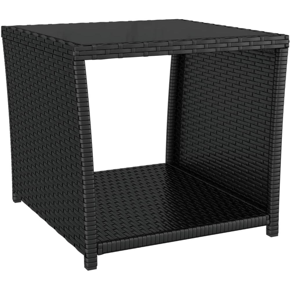 Tavolino Con Piano Vetro Nero In Polyrattan E Vetro Temperato - Foto 2