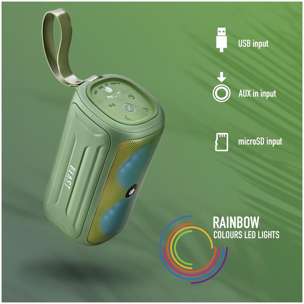 ROLLERBEAST Cassa Bluetooth Portatile Waterproof con Cavo USB Incluso, Verde - Foto 2