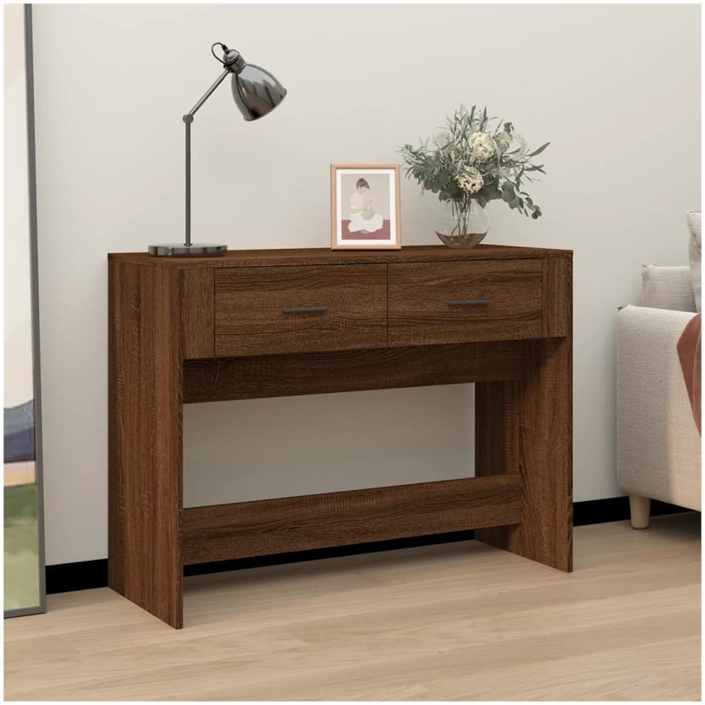 Tavolino Consolle Rovere Marrone 100x39x75 Cm Legno Multistrato - Foto 1