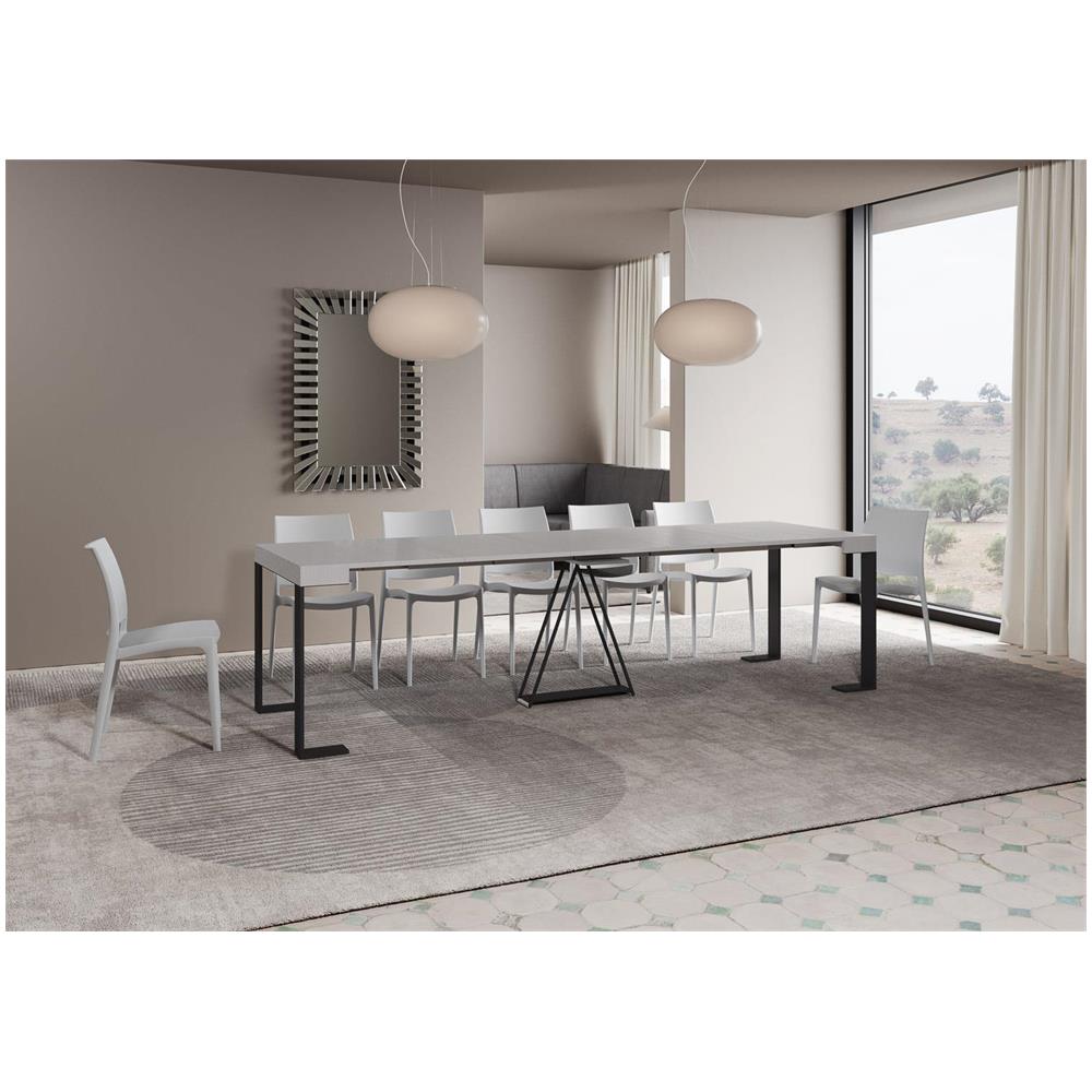 Consolle allungabile 90x40/300cm Zamat bianco frassino telaio antracite - Foto 4