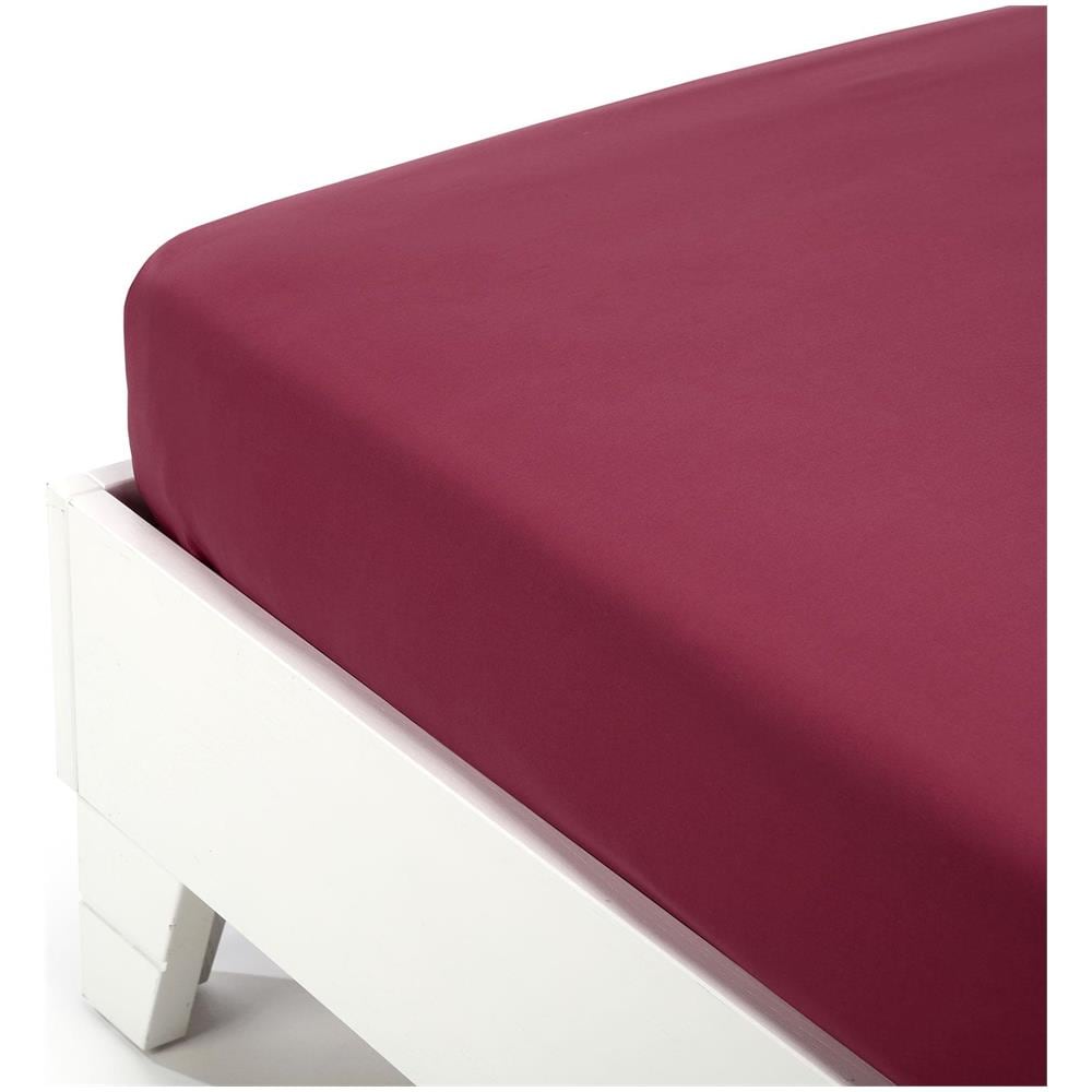 Lenzuolo Inferiore In Cotone Colore Bordeaux Misura Matrimoniale - Foto 1