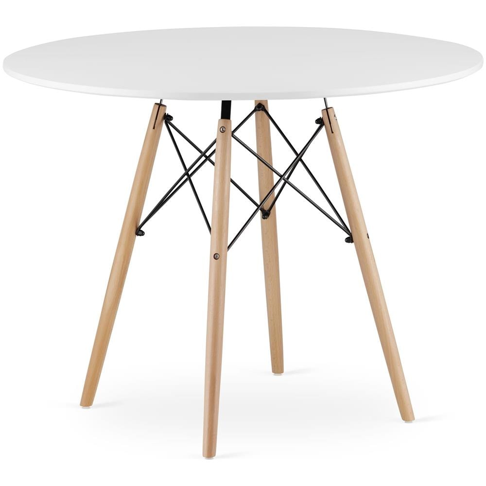 Tavolo rotondo Valora KOVA con gambe in faggio MDF bianco - Foto 1