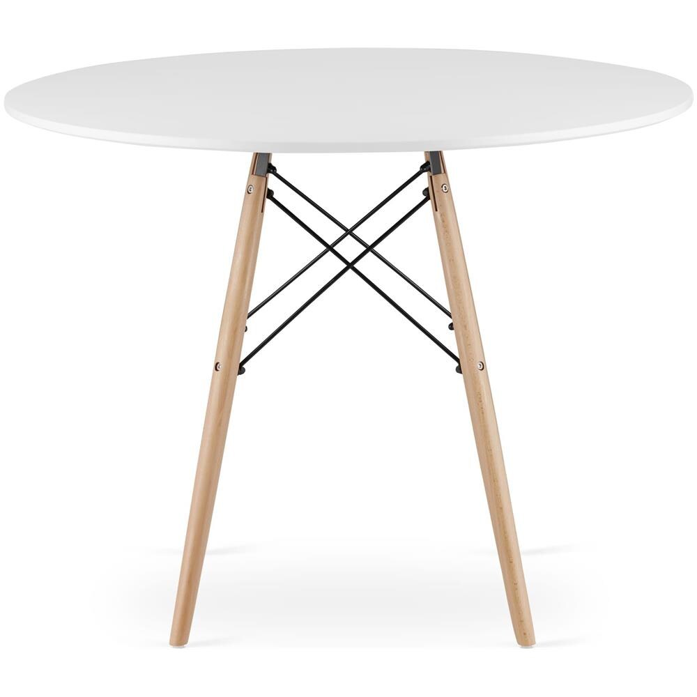 Tavolo rotondo Valora KOVA con gambe in faggio MDF bianco - Foto 4