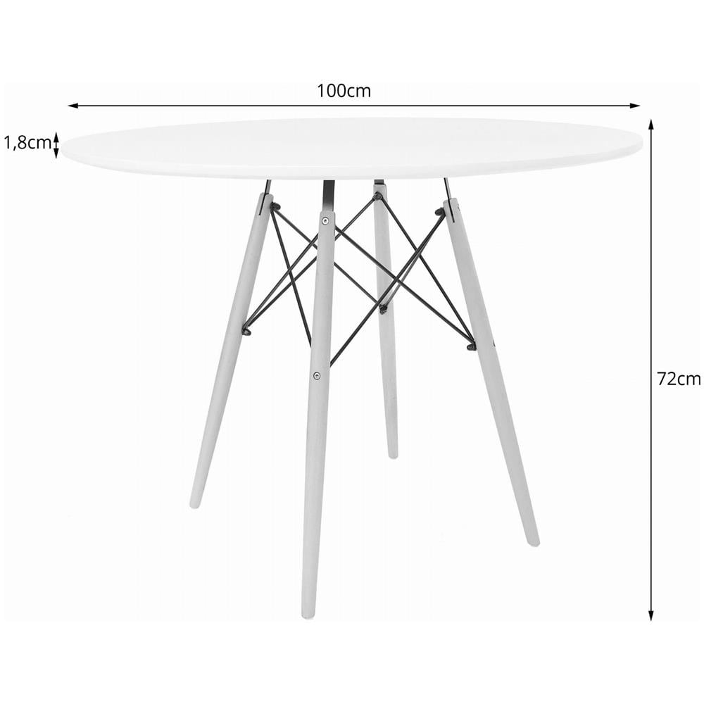 Tavolo rotondo Valora KOVA con gambe in faggio MDF bianco - Foto 2