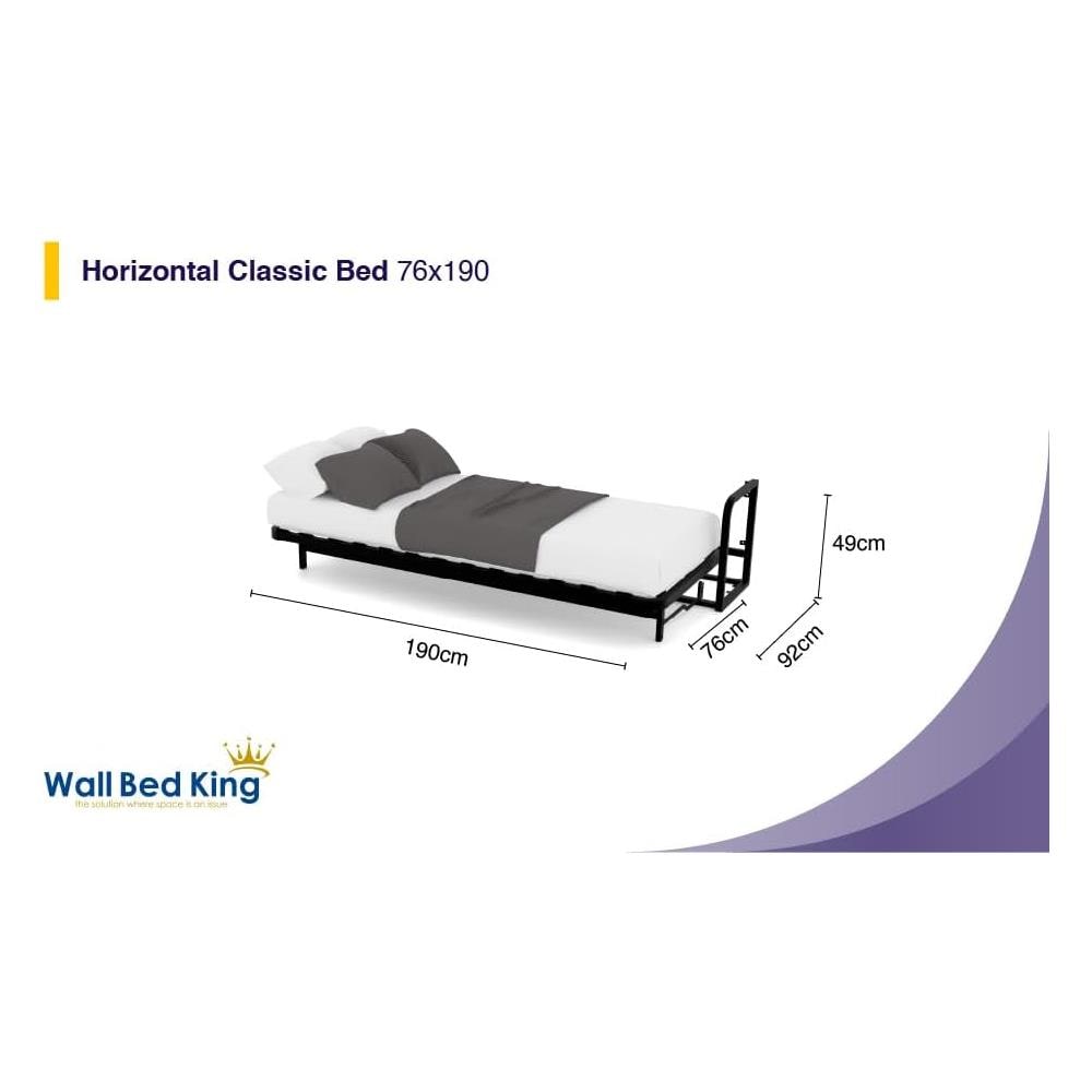 Letto a Scomparsa Orizzontale Classic 190 x 76 - Meccanismo a Pistone a Gas, Supporta fino a 250kg, Design Salva-spazio, Montaggio Facile, Compatibile con Materassi (Spessore Fino a 30cm) - Foto 2