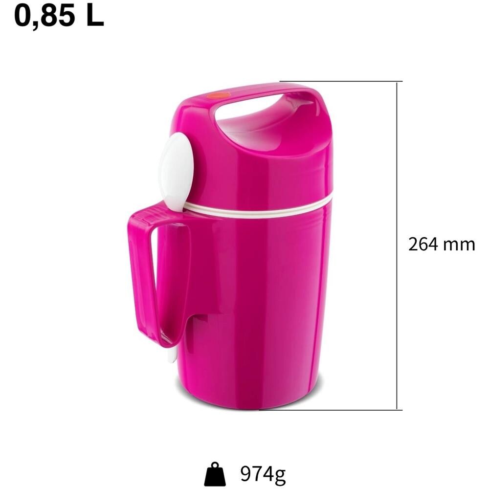 Tazza termica - Dirk 850 - Apertura larga - Lunch box con cucchiaio - Mantiene il caldo per 12 ore - Lampone - Foto 2