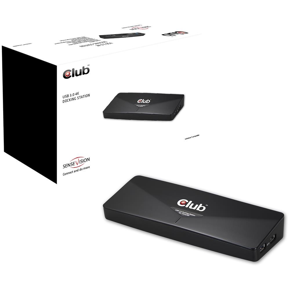 SenseVision USB 3.0 4K Docking Station, Cavo, USB 3.0, USB B, 10, 100, 1000 Mbit / s, Nero, Potenza - Foto 1