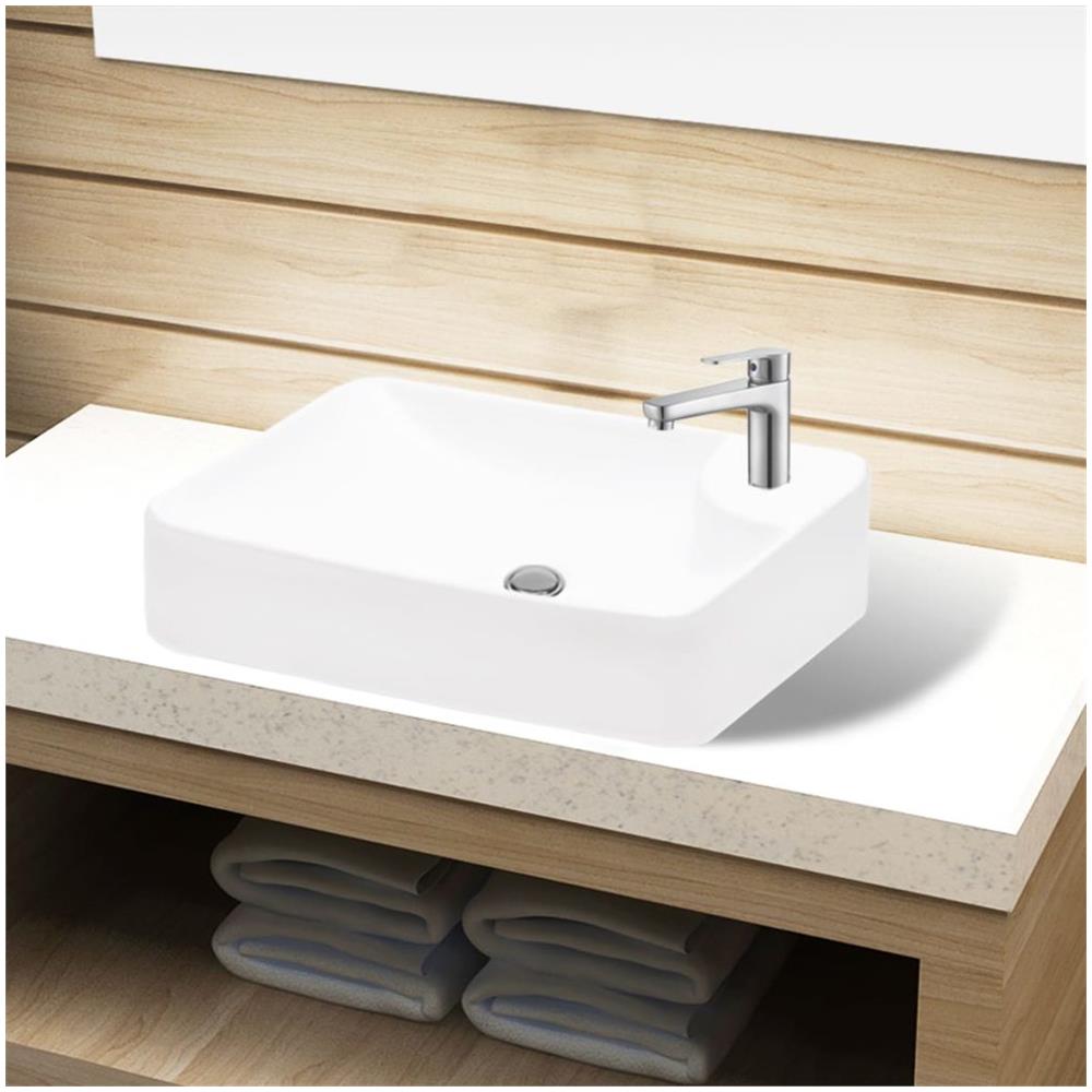 Lavandino Bagno In Ceramica Bianca Con Foro Per Rubinetto - Foto 1