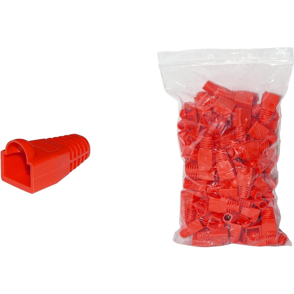 Confezione 100 Copriconnettori 6mm Per Plug Rj45 8 Poli Cavo Cat 5e- 6 Rossi - Foto 1