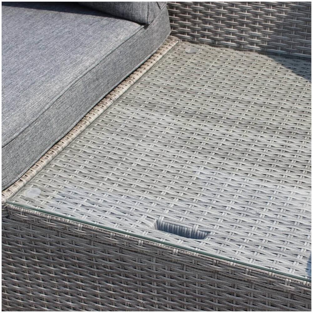 Grandis - Divano Da Giardino Con 2 Pouf Completo Di Cuscino Intreccio In Rattan Sintetico - Foto 4