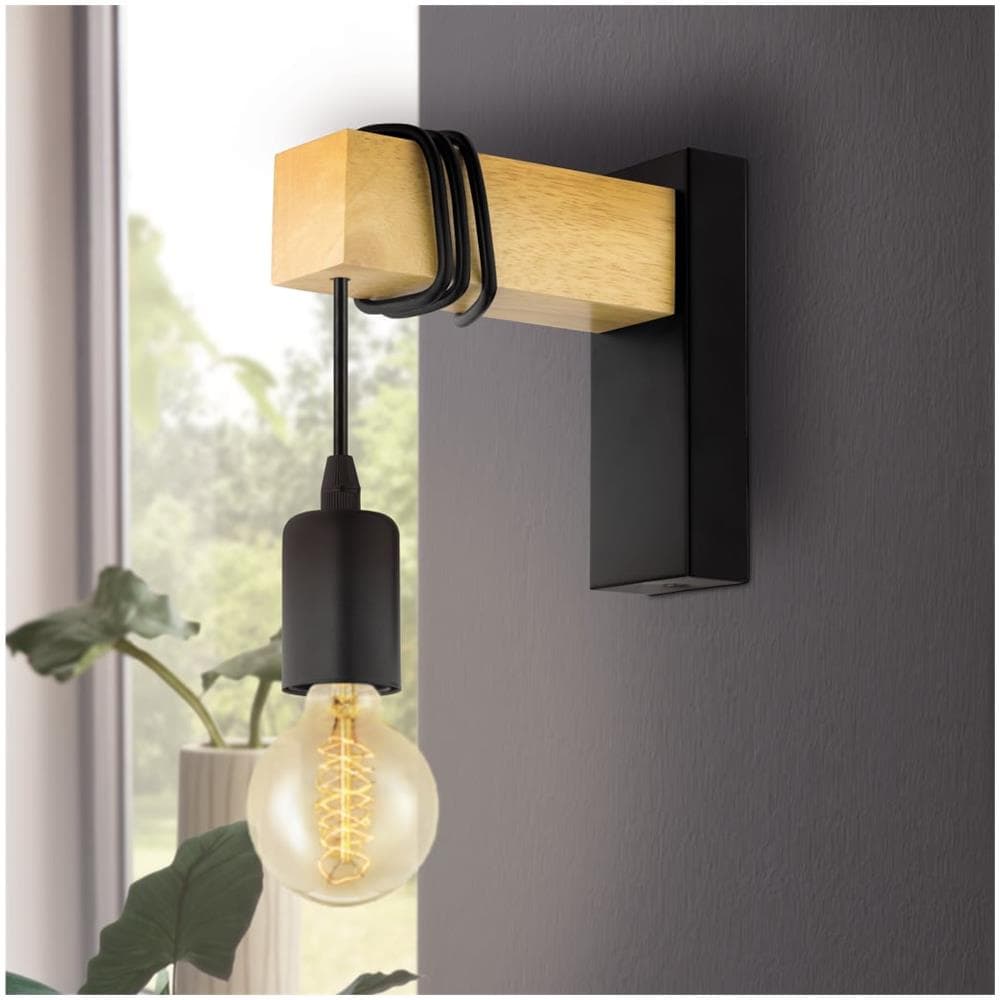 Lampada Da Parete A Led Townshend 1 In Legno Nera E Beige - Foto 2
