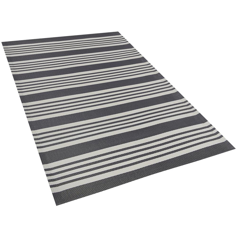 Tappeto Per Esterni Nero E Grigio Chiaro Motivo A Strisce 120 X 180 Cm Delhi - Foto 1