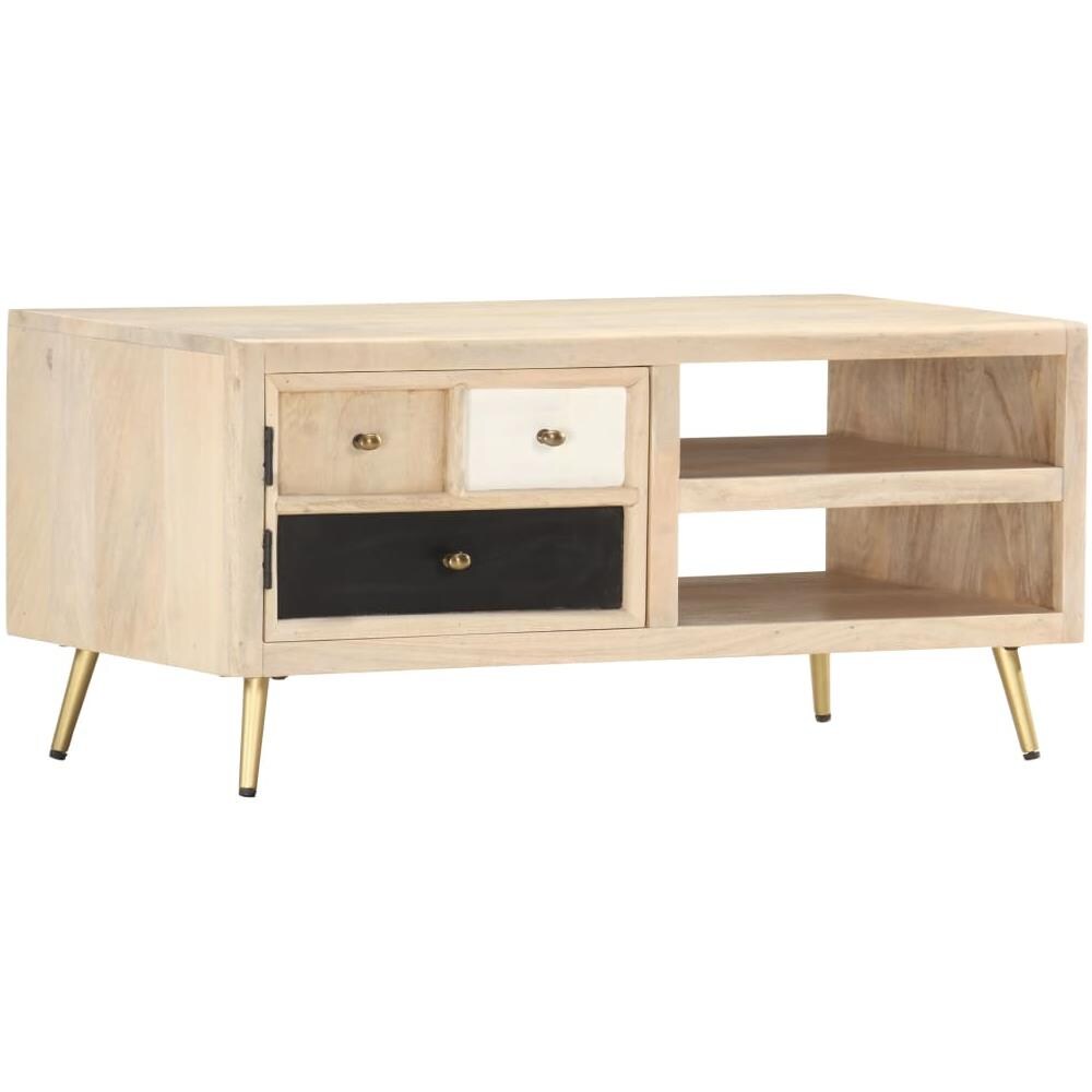 Tavolino Da Caffè 90x45x40 Cm In Legno Massello Di Mango - Foto 1