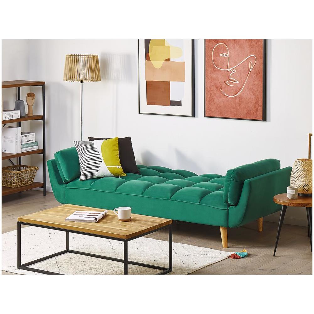 Divano Letto In Velluto Verde Asby - Foto 2