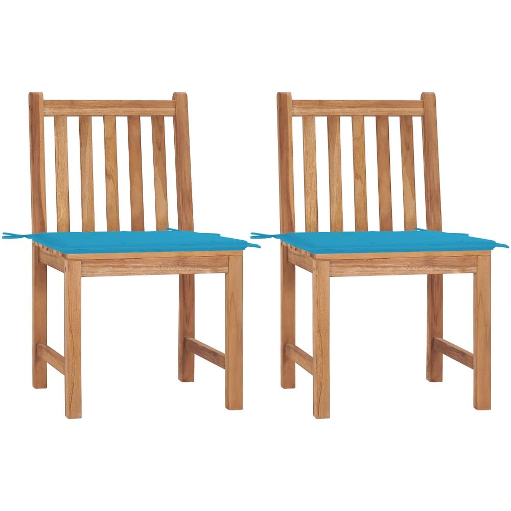 Sedie Da Giardino 2 Pz Con Cuscini In Legno Massello Di Teak - Foto 1