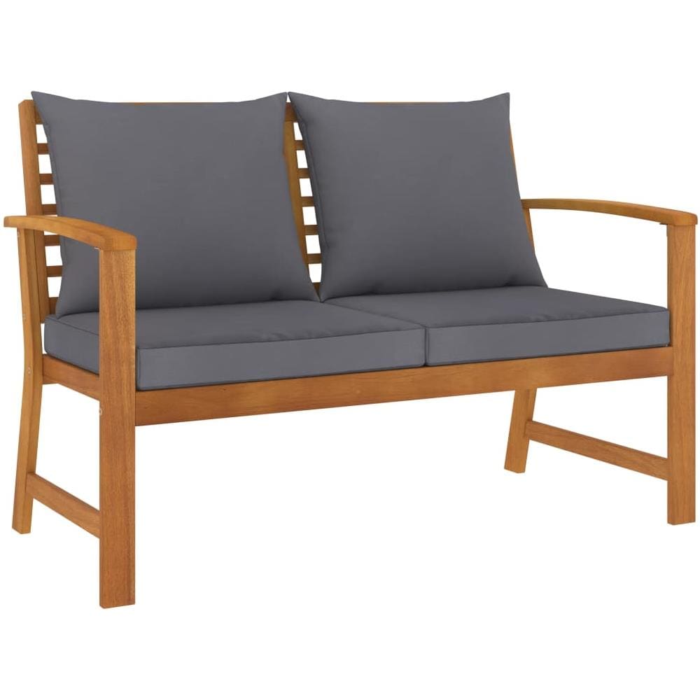 Panca da Giardino 120 cm Cuscino Grigio Scuro Legno di Acacia - Foto 1