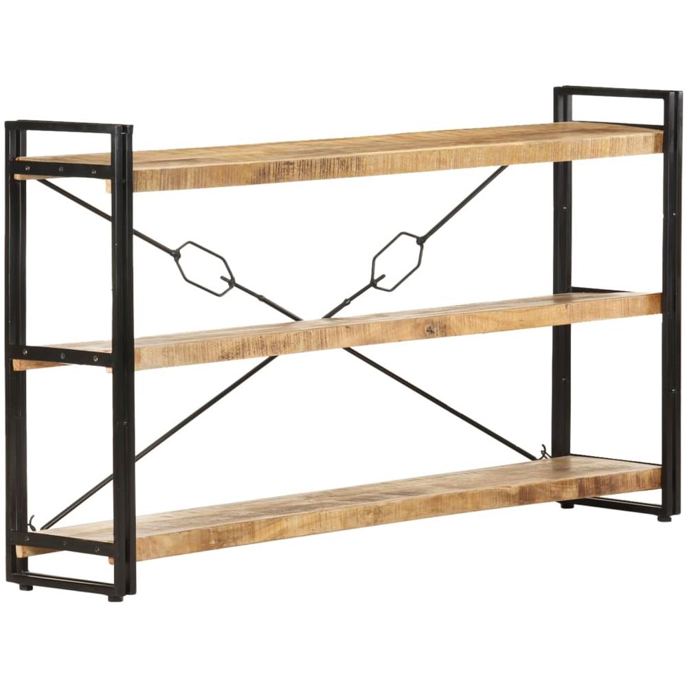 Libreria A 3 Ripiani 140x30x80 Cm In Legno Massello Di Mango - Foto 8