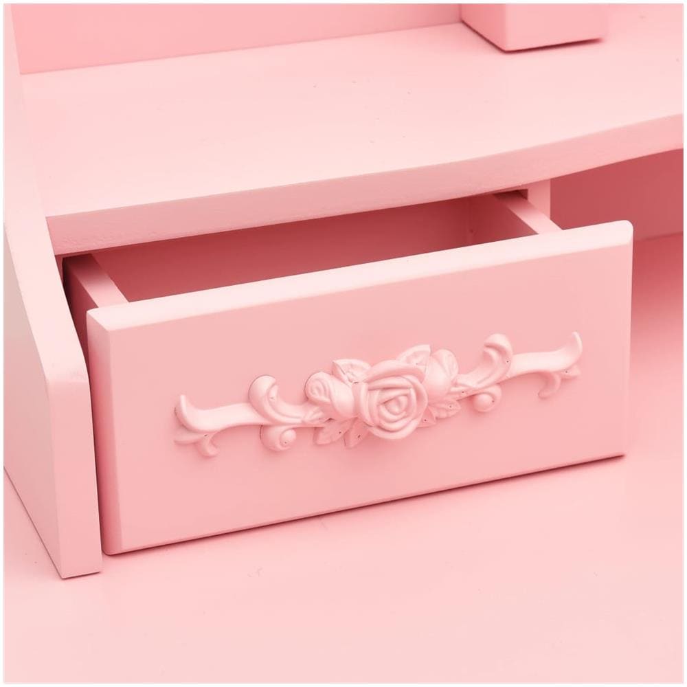 Tavolo Da Trucco Con Sgabello E Specchio Pieghevole In 3 Rosa - Foto 2