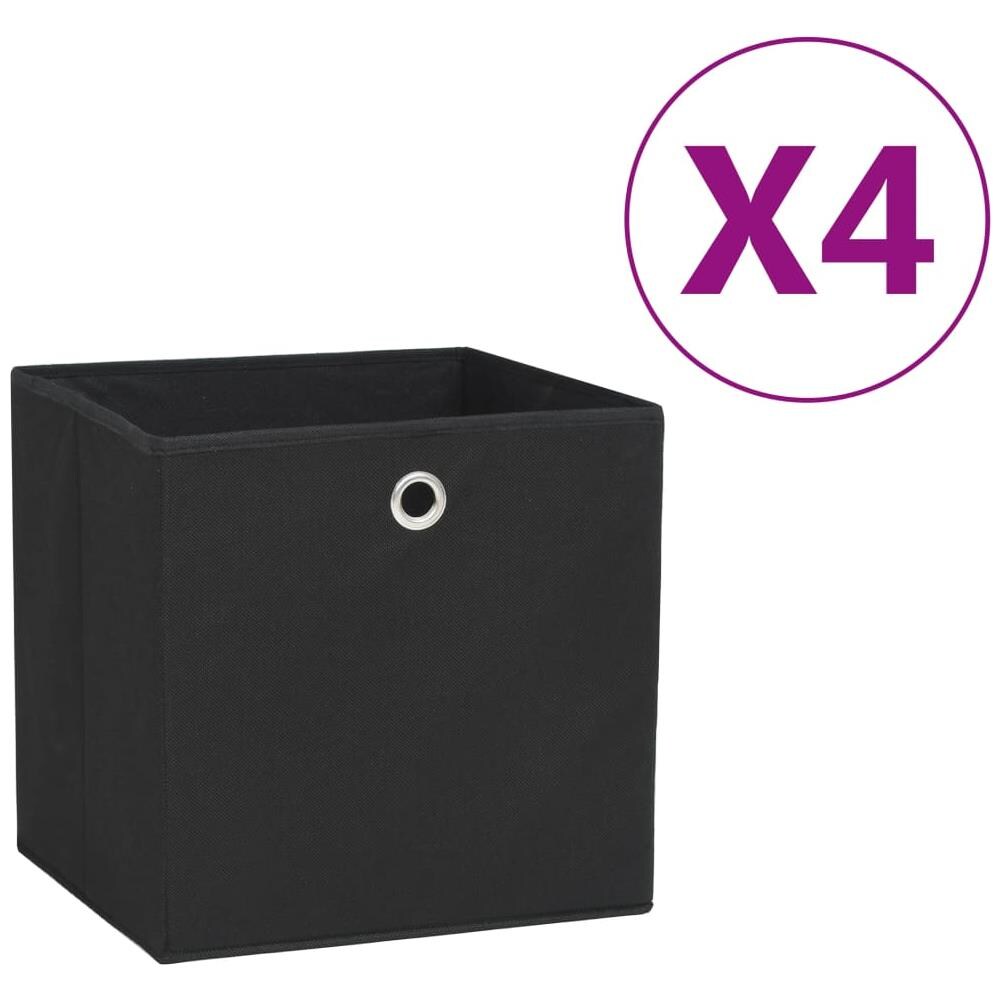 Contenitori 4 pz in Tessuto non Tessuto 28x28x28 cm Nero - Foto 1