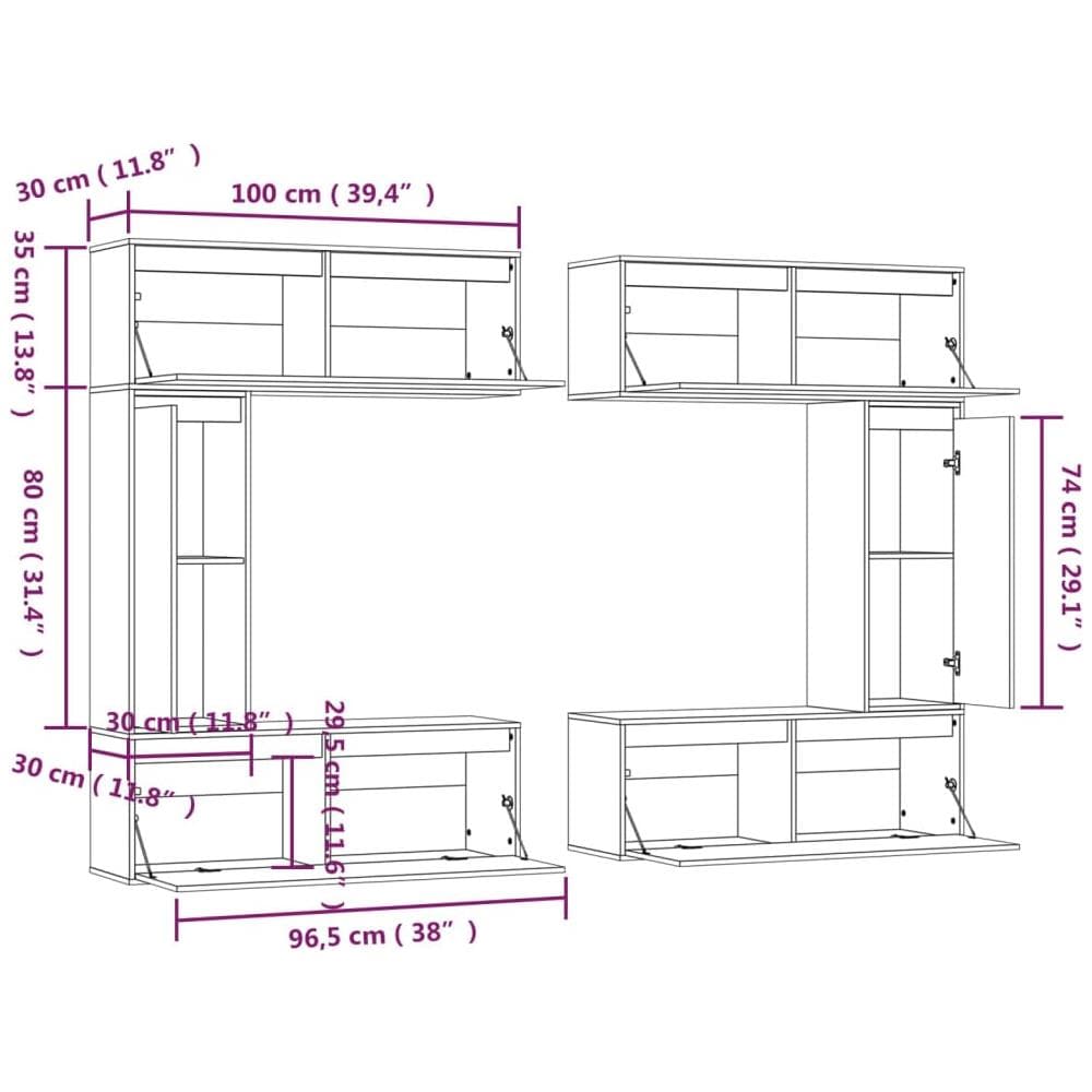 Mobili Porta TV 6 pz Bianchi in Legno Massello di Pino - Foto 2