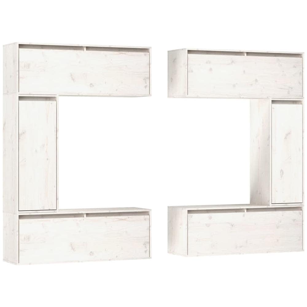 Mobili Porta TV 6 pz Bianchi in Legno Massello di Pino - Foto 1