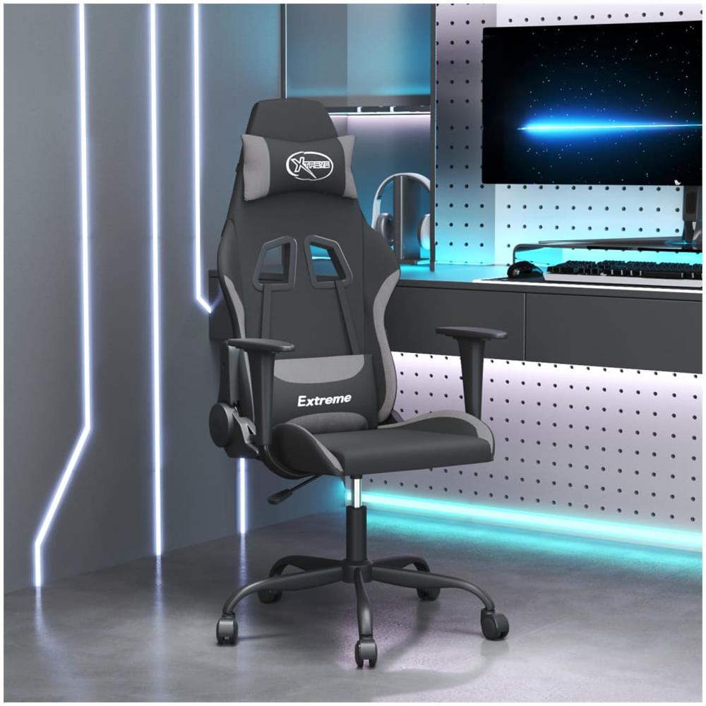 Sedia Da Gaming Nero E Grigio Chiaro In Tessuto - Foto 1