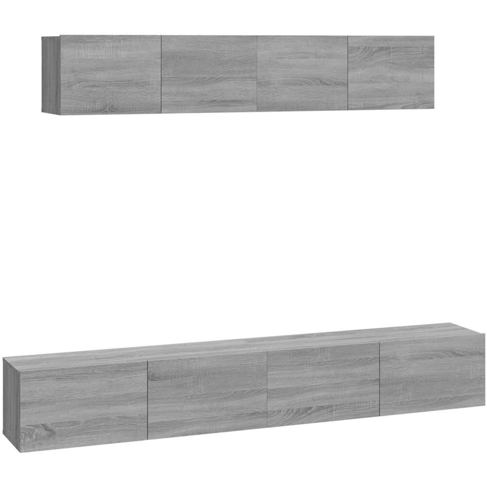 Set Di Mobili Porta Tv 4 Pz Grigio Sonoma In Legno Multistrato - Foto 2
