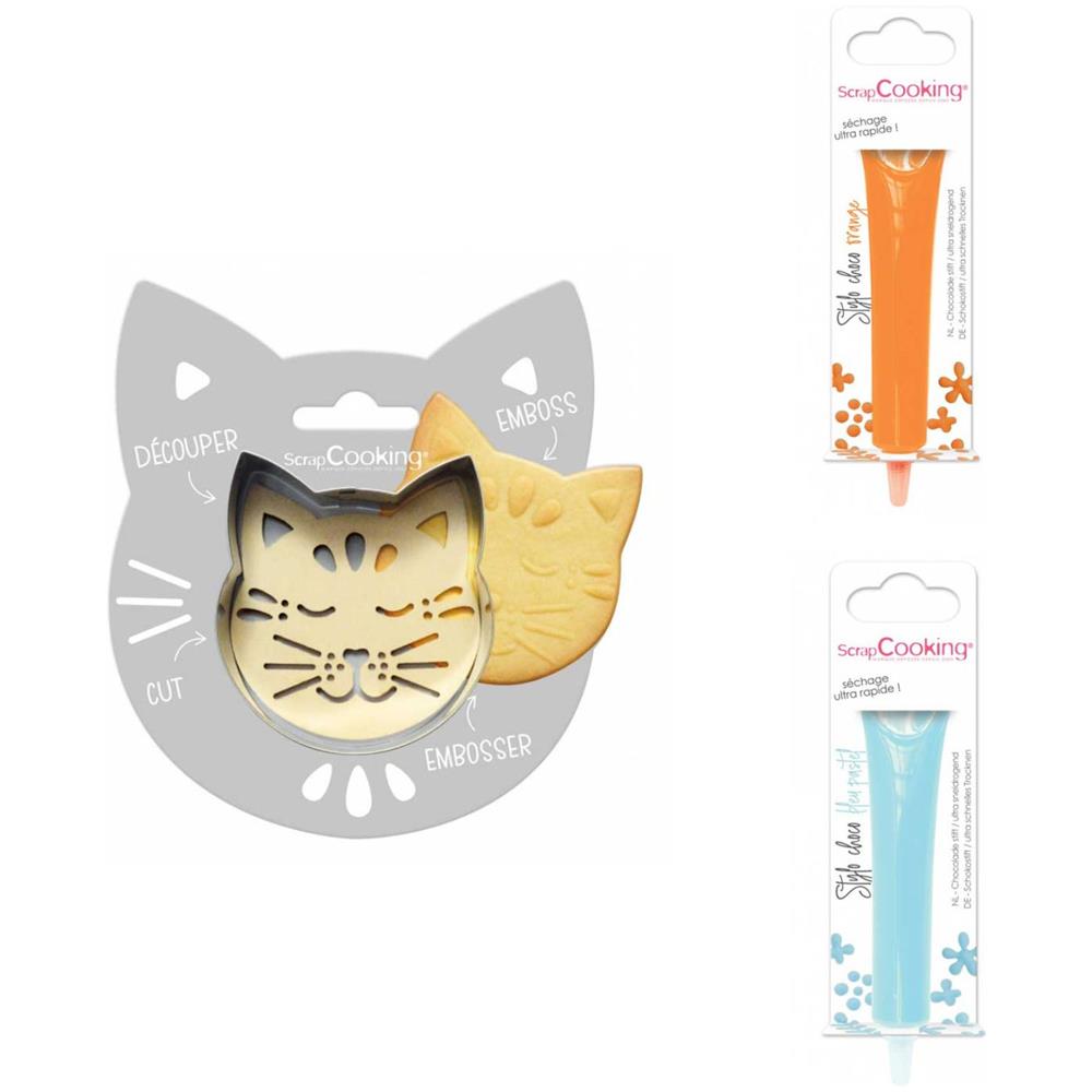 Kit Biscotti Di Sollievo Per Gatti + 2 Penne Di Cioccolato Arancione E Blu Pastello - Foto 1
