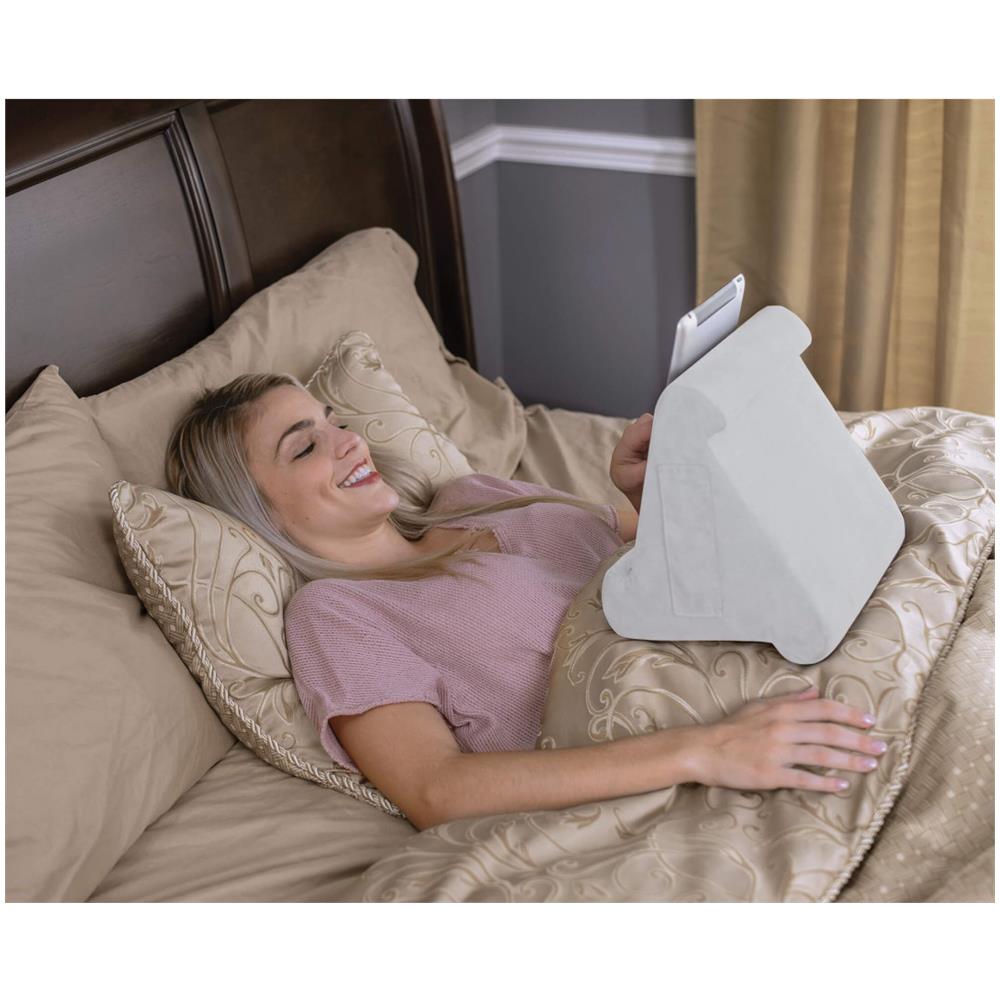 Porta Tablet Universale - Teleshopping - Pillow Pad™ - Copertura Antiscivolo - Grigio - Adulto - 100% Lavabile In Lavatrice - Foto 2